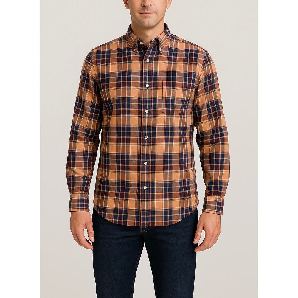 Faconnable Multicolor Plaid Shirt M 100% Cotton Preppy French Menswear
